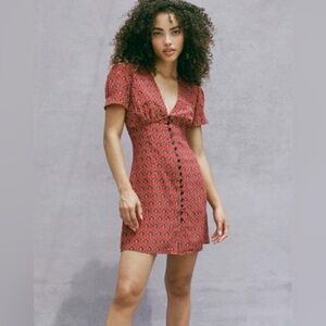 NWT 100% Silk Red Dress Réalisation Par the CECILE in Fortune XS